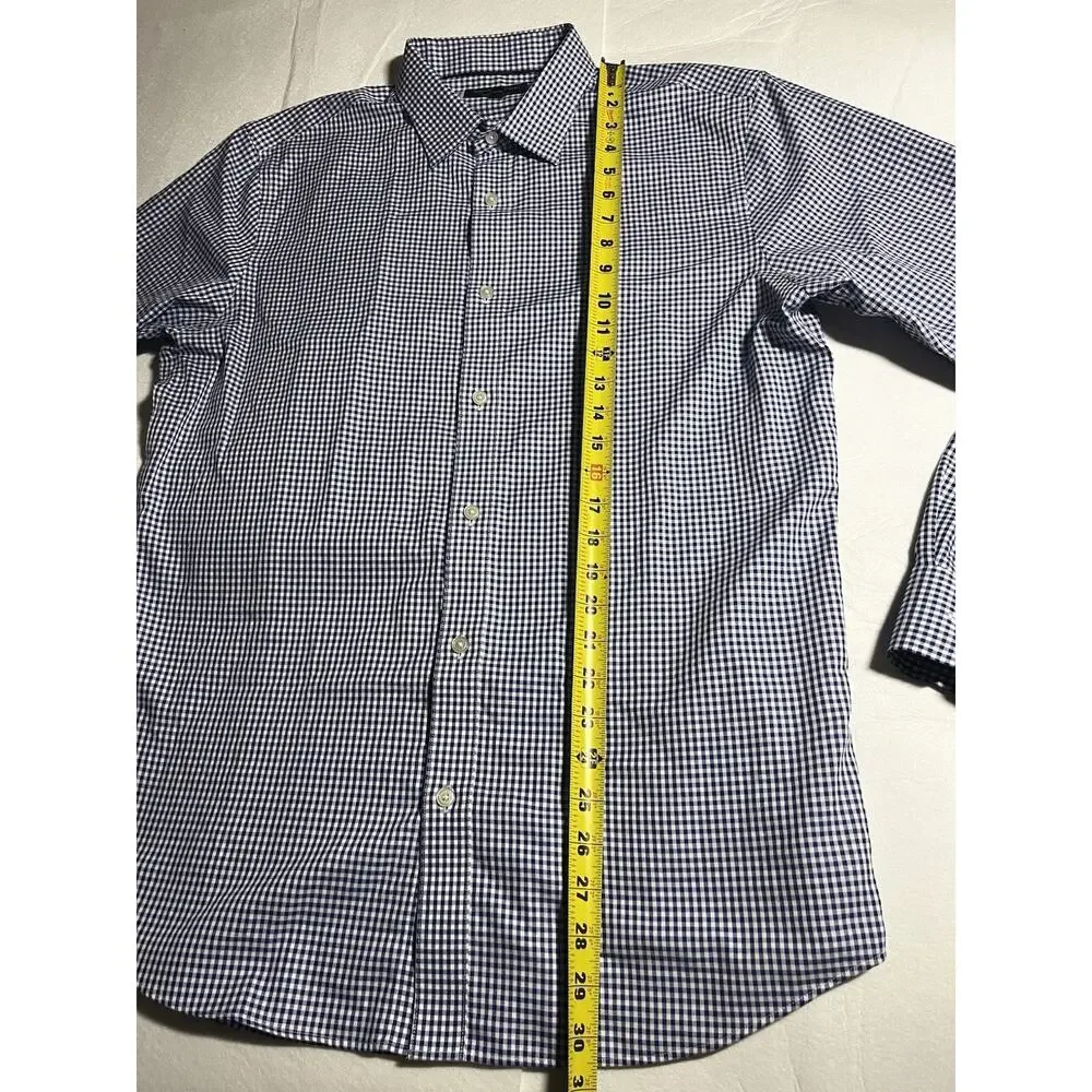 Banana Republic Non-Iron Slim Fit Blue White Gingham Check Dress Shirt Mens L